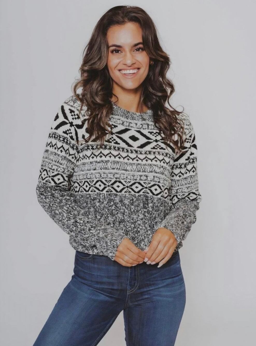 The Normal Brand Koda Jacquard Sweater Black White XS Knit